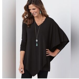 Soft Surroundings Madeline Asymmetrical Black Tunic Top Size 1X